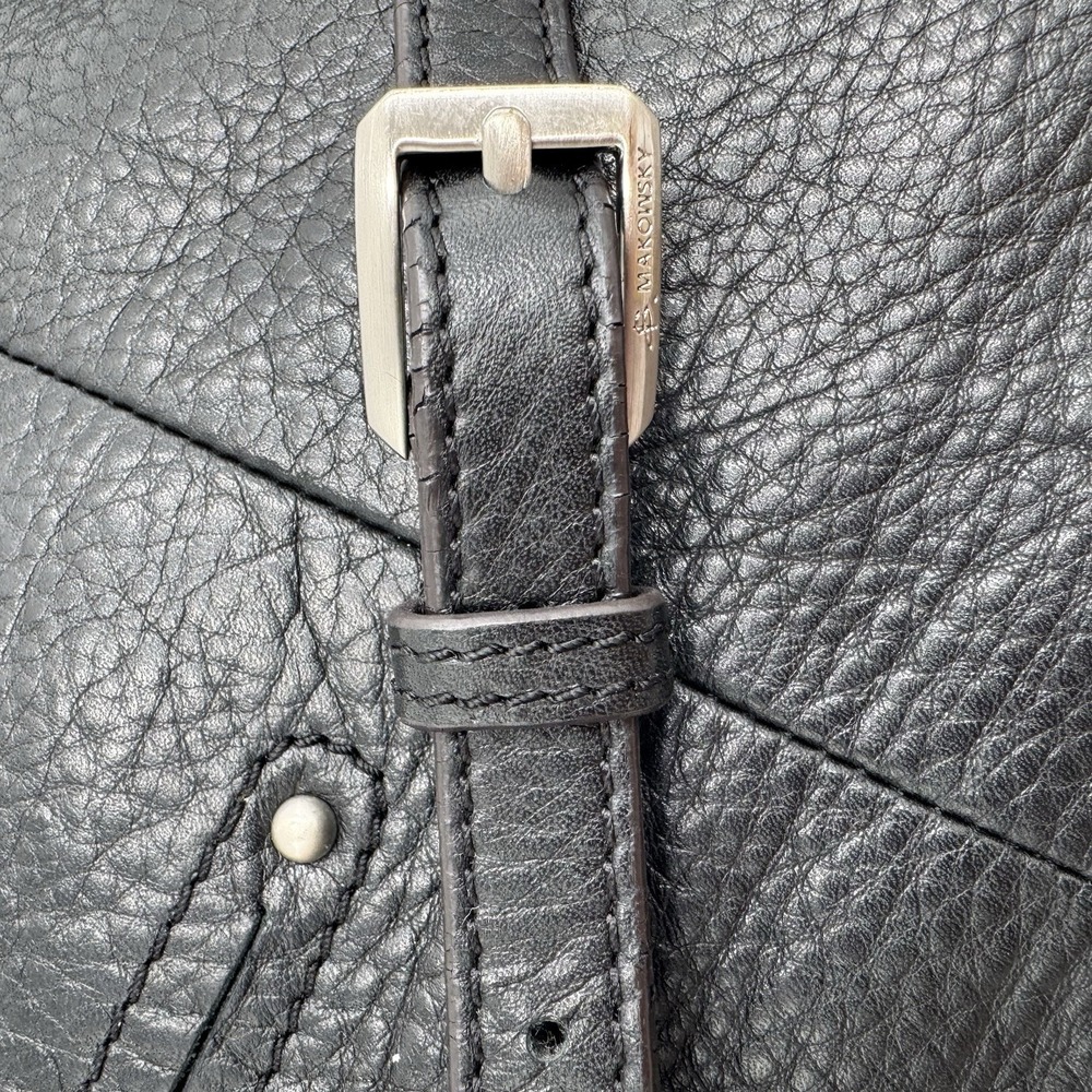 B. Makowsky Black Leather Crossbody Shoulder Bag Tassel Zip Pockets - Picture 9 of 13